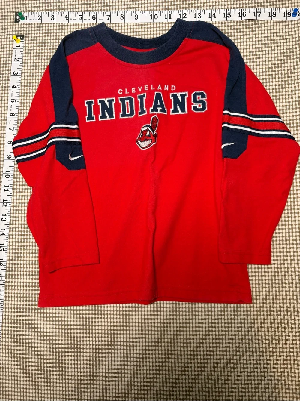 Y2K Nike Cleveland Indians Long Sleeve Shirt Youth Size 5 MLB Baseball Red